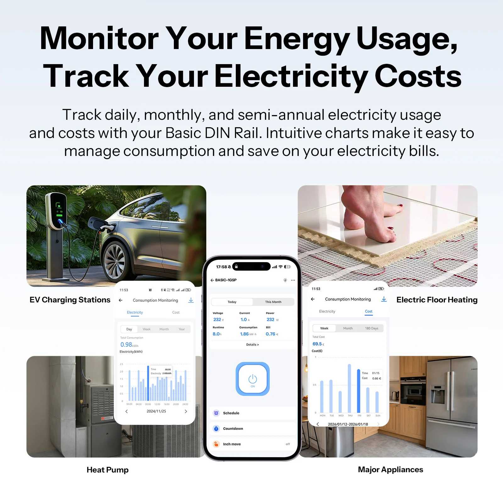 SONOFF BASIC-1GSP single-channel hat rails switch with Matter via WiFi remote control energy consumption monitoring, overload protection, supports currents up to 32A - Image 5