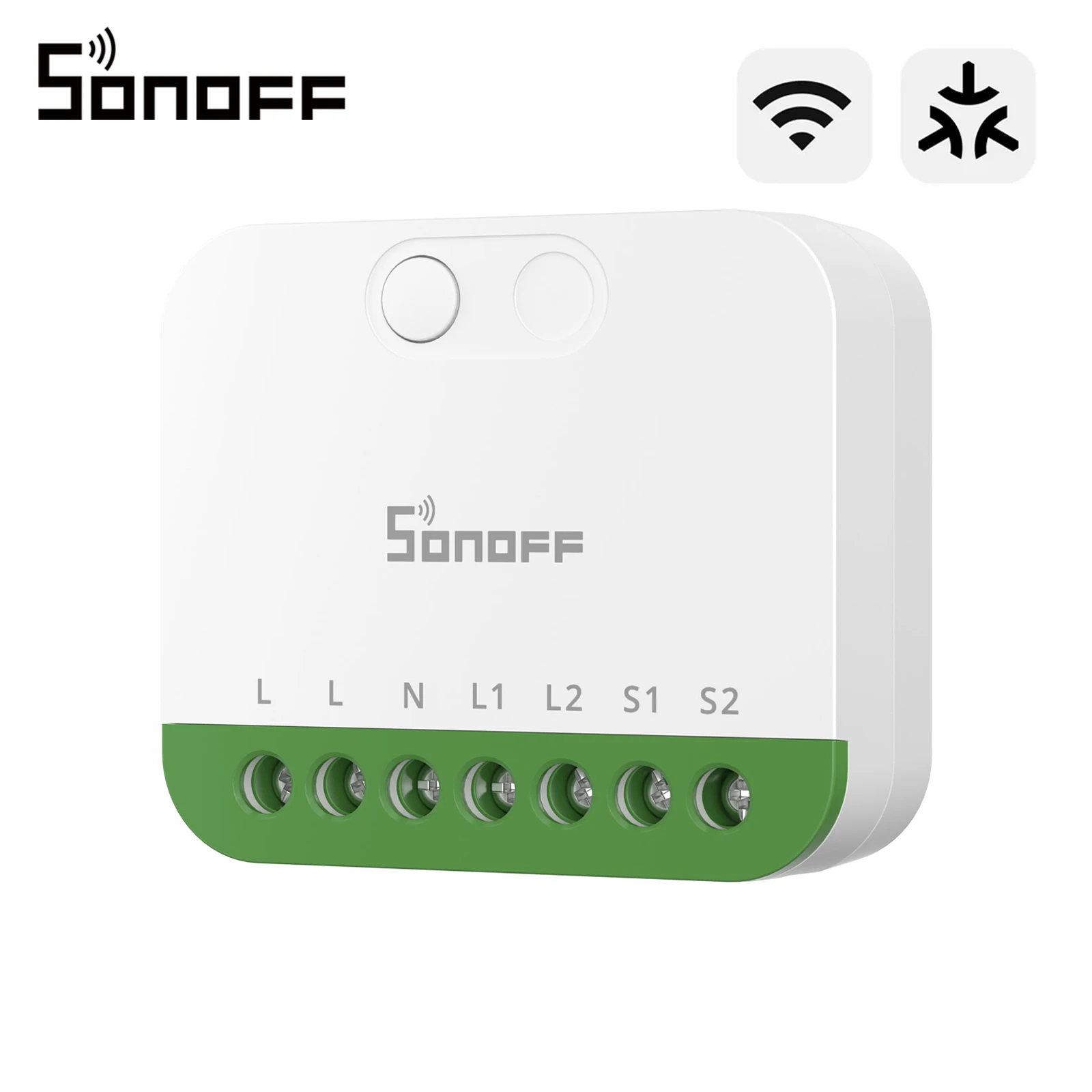SONOFF MINI-2GS MINI DUO 2-Gang Matter Over WiFi Smart Switch Dual-Load Control Detach Relay Mode Supports External Switch Works with Alexa Google Home