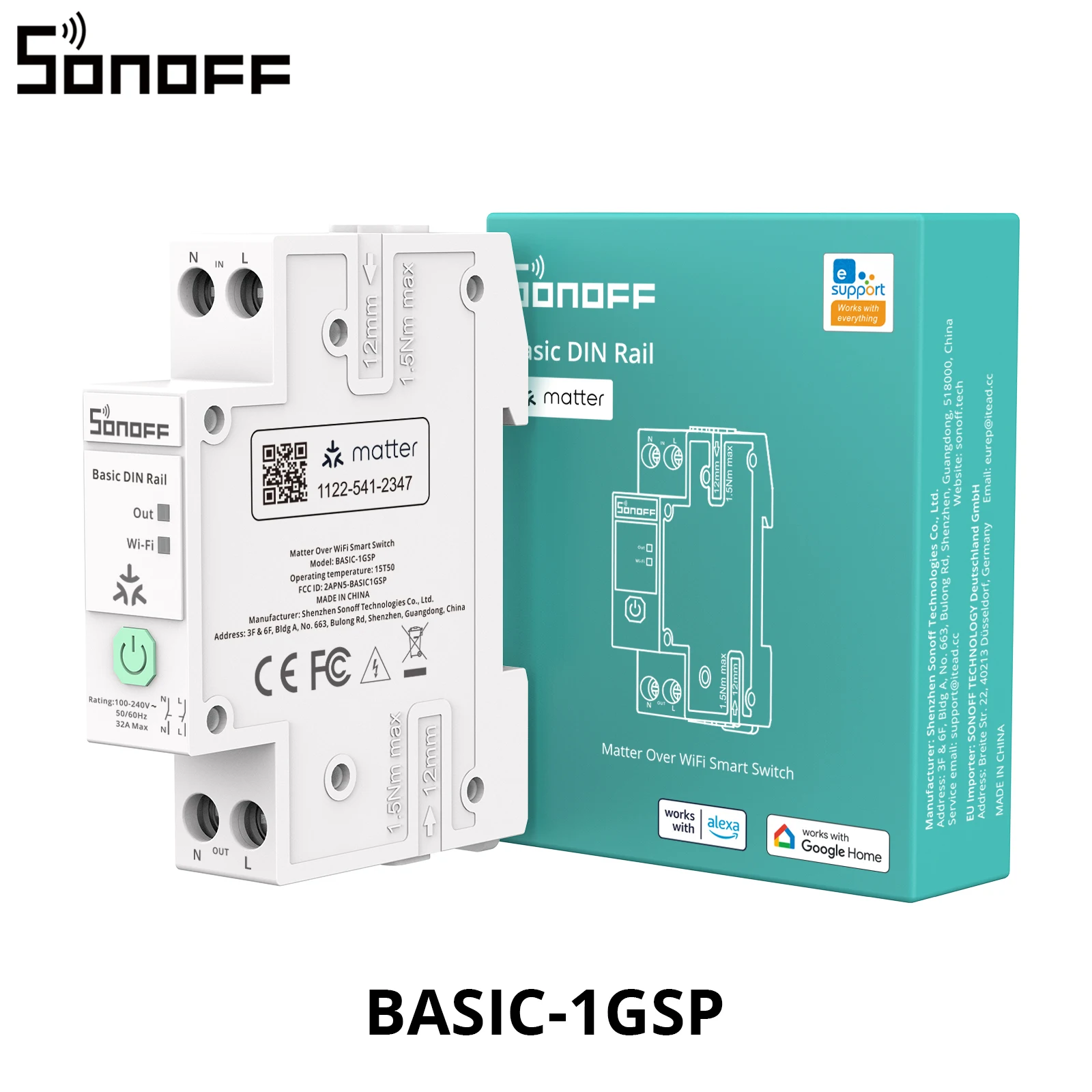 SONOFF BASIC-1GSP single-channel hat rails switch with Matter via WiFi remote control energy consumption monitoring, overload protection, supports currents up to 32A - Image 9