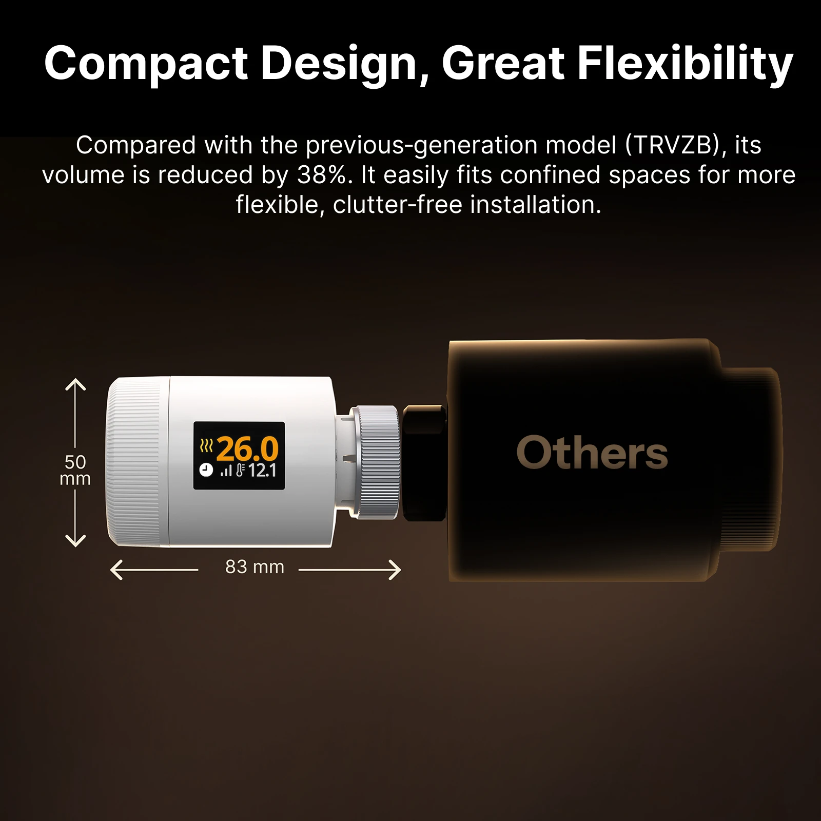 SONOFF TRV‑ZBT TRV Gen2 Zigbee Thermostat Radiator Valve, compact design, HD IPS color display, supports 3 programs and 12 time intervals, energy-saving mode – Image 3