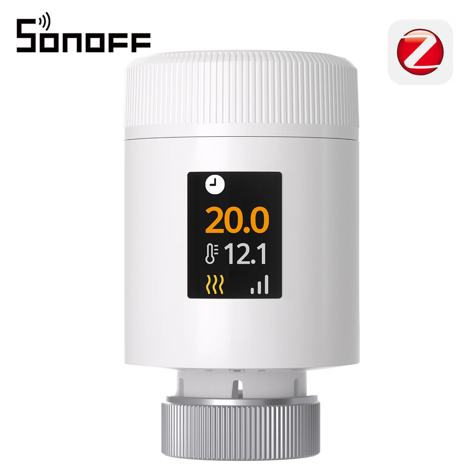 SONOFF TRV‑ZBT TRV Gen2 Zigbee Thermostat Radiator Valve, compact design, HD IPS color display, supports 3 programs and 12 time intervals, energy-saving mode