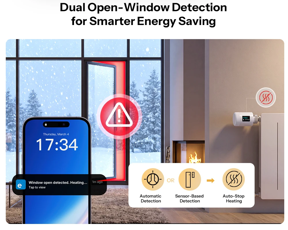 SONOFF TRV‑ZBT TRV Gen2 Zigbee Thermostat Radiator Valve, compact design, HD IPS color display, supports 3 programs and 12 time intervals, energy-saving mode – Image 18