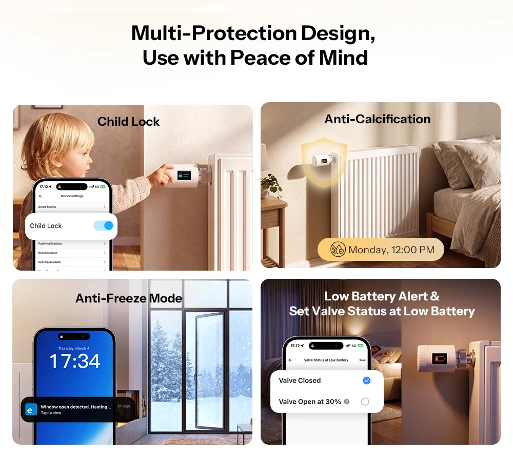 SONOFF TRV‑ZBT TRV Gen2 Zigbee Thermostat Radiator Valve, compact design, HD IPS color display, supports 3 programs and 12 time intervals, energy-saving mode – Image 20
