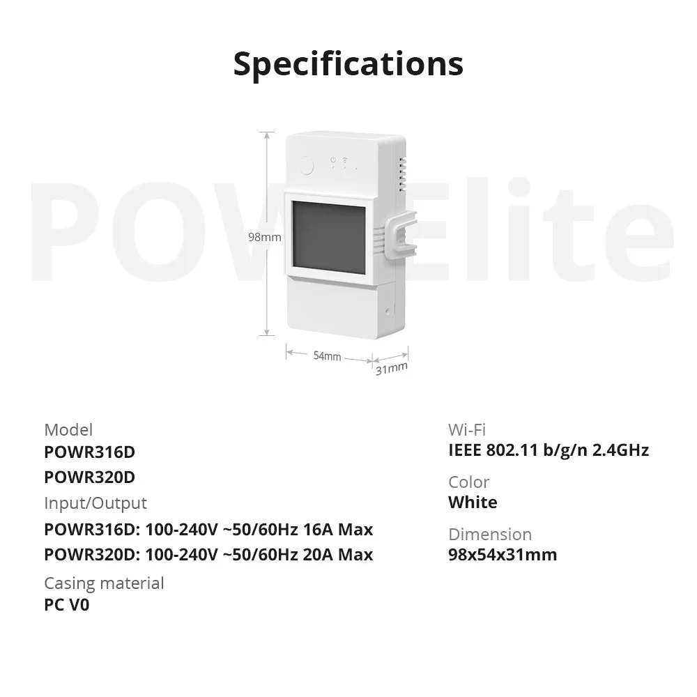 SONOFF POW Elite 16A/20A Smart Power Meter switch with LCD Display, ESP32 Chip, Fast Coupling in 14 Seconds, Remote Control by eWeLink and Google Home - Image 30