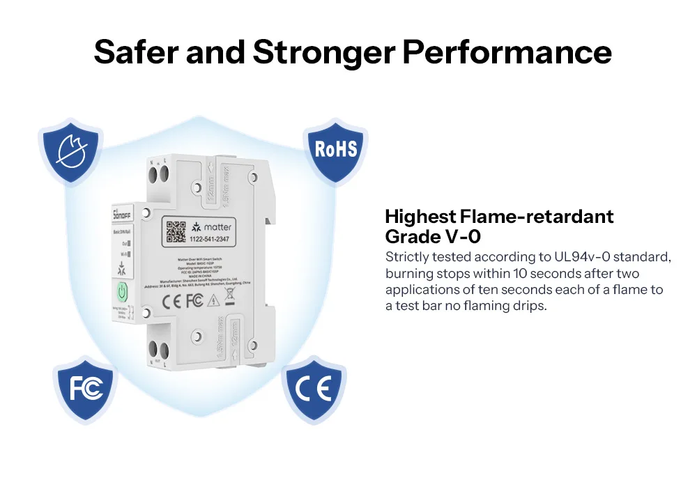 SONOFF BASIC-1GSP single-channel hat rails switch with Matter via WiFi remote control energy consumption monitoring, overload protection, supports currents up to 32A - Image 13