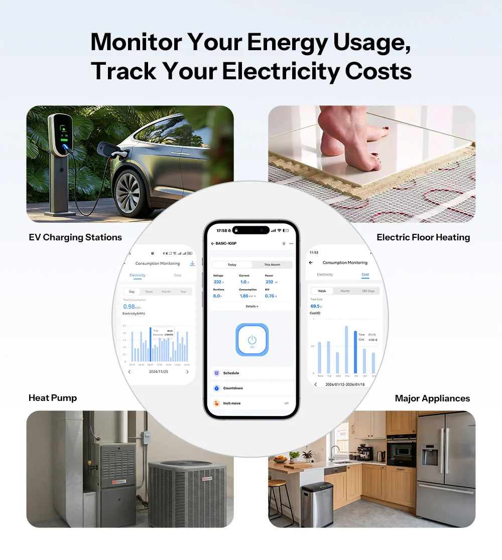 SONOFF BASIC-1GSP single-channel hat rails switch with Matter via WiFi remote control energy consumption monitoring, overload protection, supports currents up to 32A - Image 15