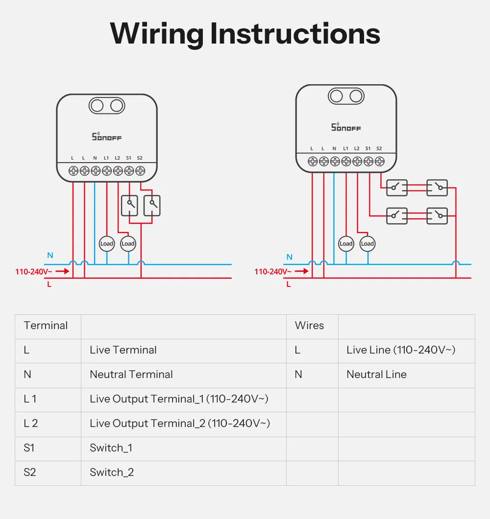 SONOFF MINI-2GS MINI DUO 2-Gang Matter Over WiFi Smart Switch Dual-Load Control Detach Relay Mode Supports External Switch Works with Alexa Google Home – Image 20